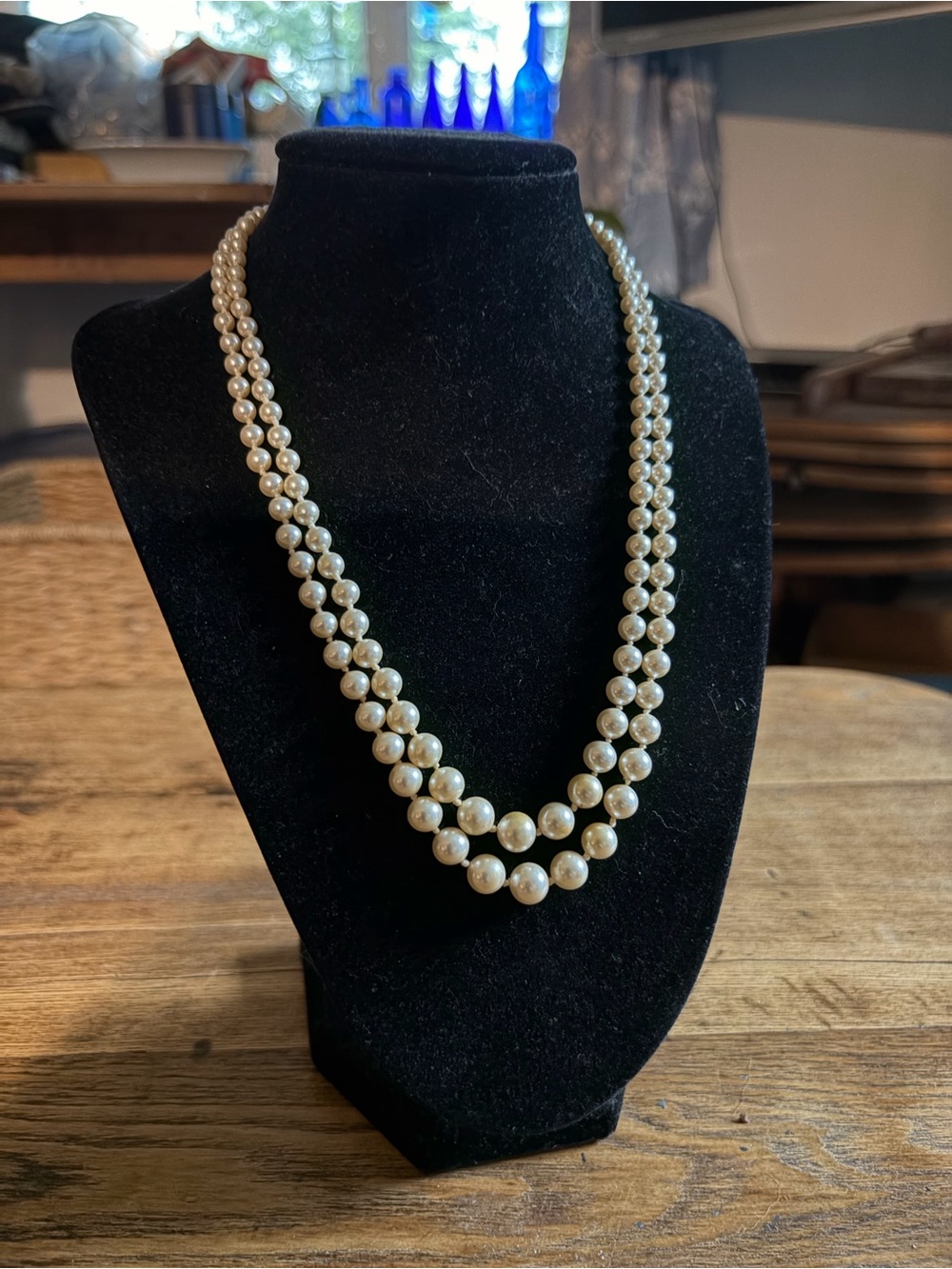 Evco Classic Double Strand Pearl Necklace - White